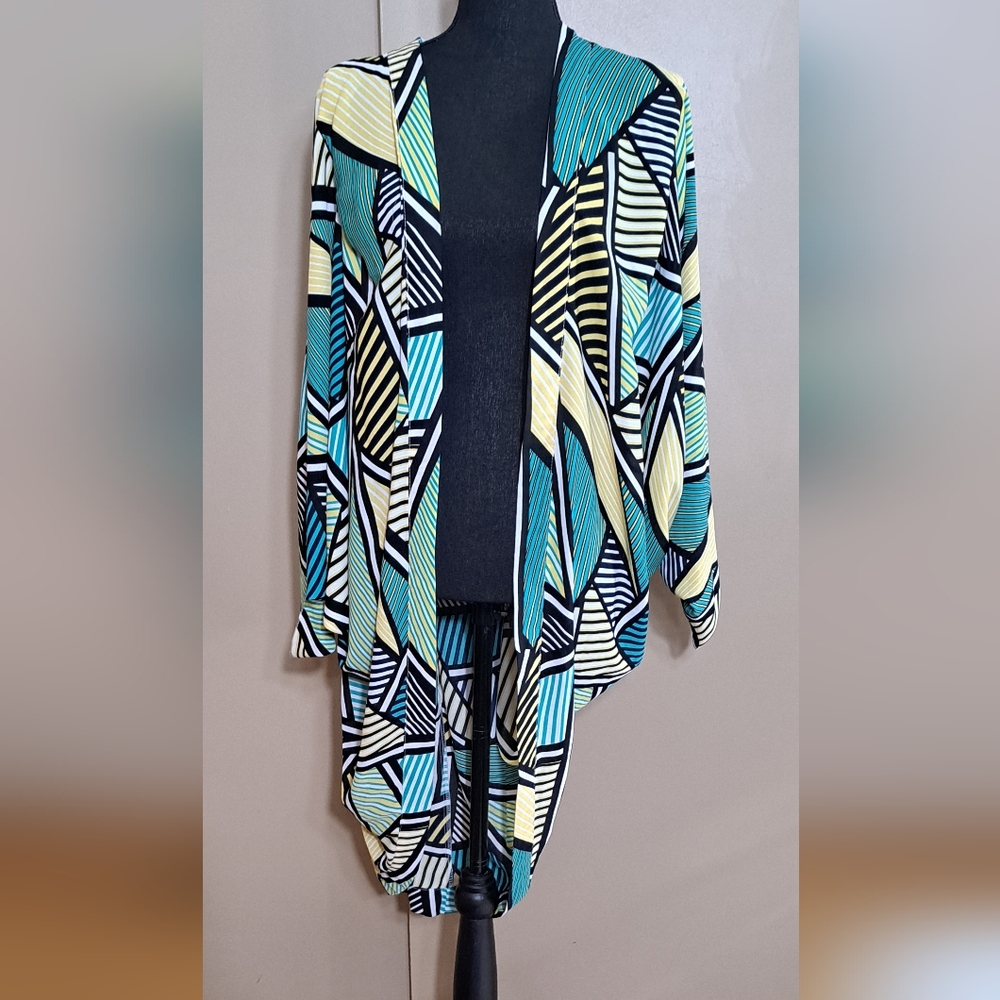 CATO WOMAN Geometric Stipe Open Front  Dolman Sleeves Kimono Sz. 18/20